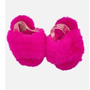 UGG Hot Pink Toddler Girl Fluffy Slippers